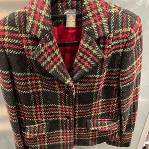 Blazer by Grace Elements - Blk-Green-Red - Size 8 Pleated back winter wear